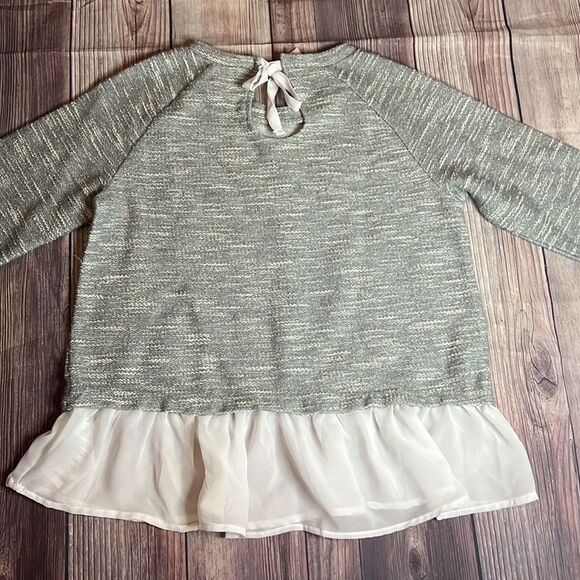 P.S. from Aeropostale Girls Size 14 Sweater Gray Metallic Ruffle Hem Top - Picture 7 of 10